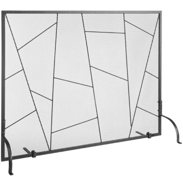 Fireplace Screen Single Panel, Sturdy Iron Mesh Fireplace Screen, 906(L) x720(H)MM Spark Guard Cover, Simple Installation, Free Standing Fire Fence Grate for Living Room Home Decor