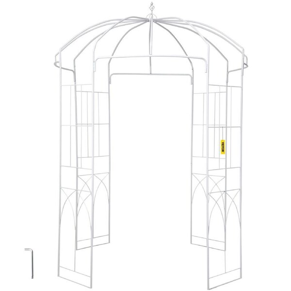 Birdcage Shape Garden Arbor, 9\' High x 6.6\' Wide, Heavy Duty Wrought Iron Arbor, Wedding Arch Trellis for Climbing Vines in Outdoor Garden, Lawn, Backyard, Patio,