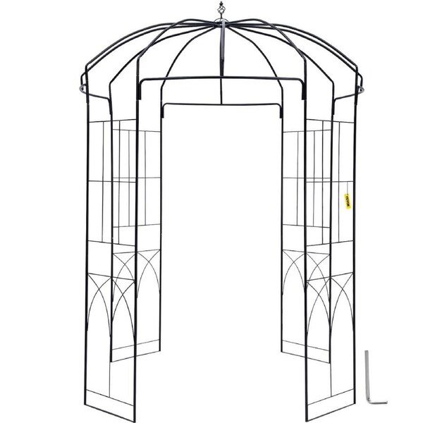 Birdcage Shape Garden Arbor, 9\' High x 6.6\' Wide, Heavy Duty Wrought Iron Arbor, Wedding Arch Trellis for Climbing Vines in Outdoor Garden, Lawn, Backyard, Patio,