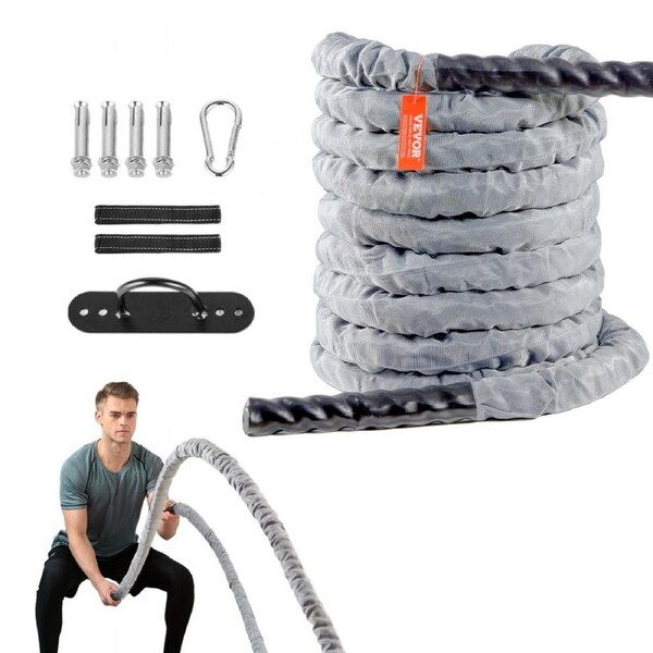 Battle Rope 1.5" 30Ft Gym Workout Strength Training Exercise Fitness Rope
