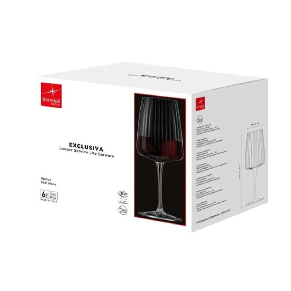 Bormioli Rocco Exclusiva Merlot Red Wine Glasses 535ml - Set 6