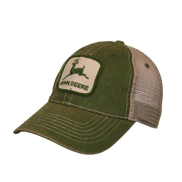 John Deere Men/Unisex One Size LP73336-JD Stoned Washed Cap-Green/Ivory