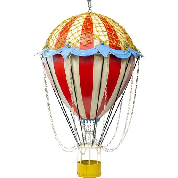 Boyle Large Handmade Hand-Painted Red & White Metal Balloon Ornament 103cm