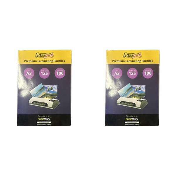200pc Gusspak A3 30.3x42.6cm Laminating Film Pouches/Sheets 125 Micron Glossy