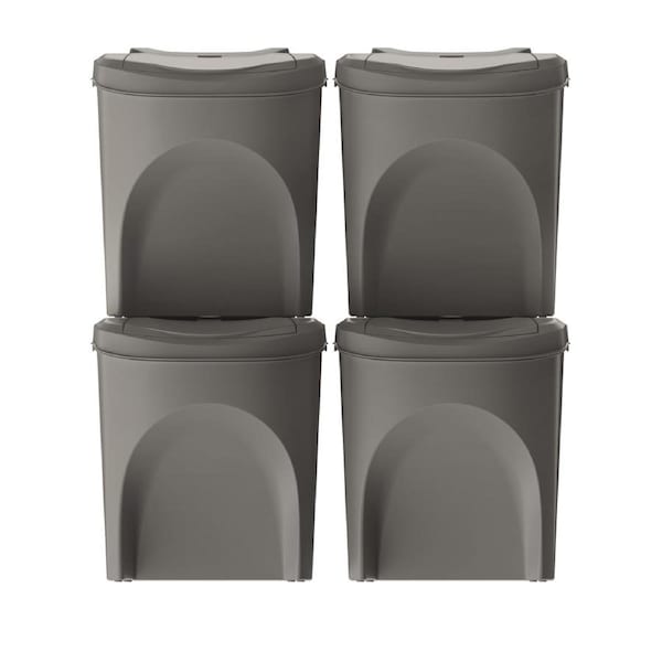 Set of 4 waste bins - stone gray