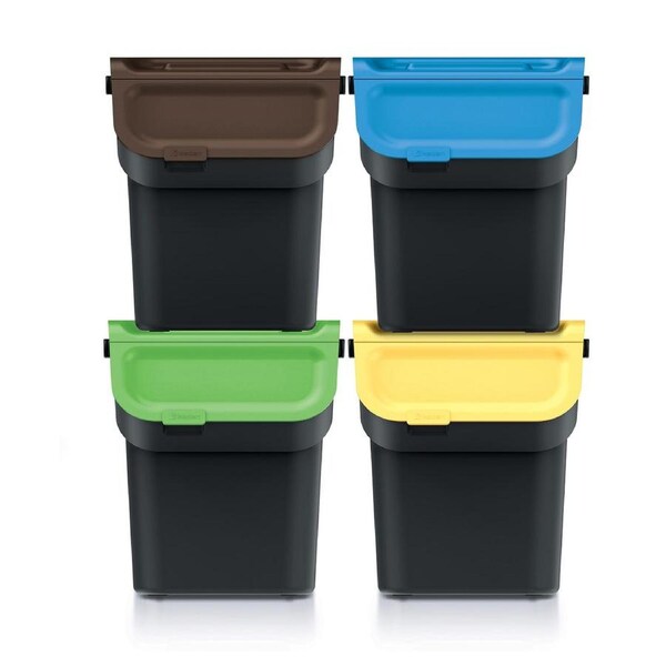 Waste bin KADDI Q SET - recycled black