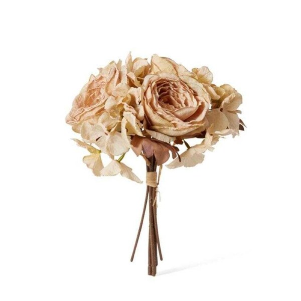 E Style 28cm Rose Hydrangea Mix Decor Bouquet Artifical Flower Antique Cream