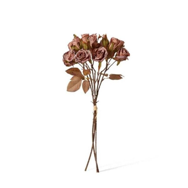E Style 43cm Plastic Rose Decor Bundle Artifical Faux Flower Dusty Mauve