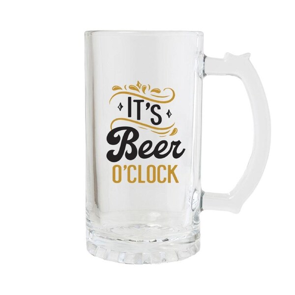 Splosh Sip Celebration Beer O'Clock Beer Glass Drinking Cup 470ml Clear