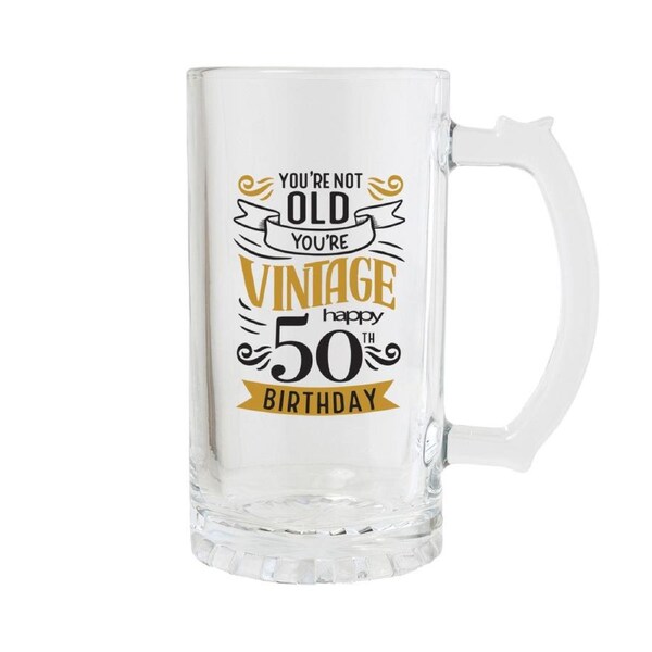 Splosh Sip Celebration 50th Birthday Beer Glass Drinking Cup 470ml CLR