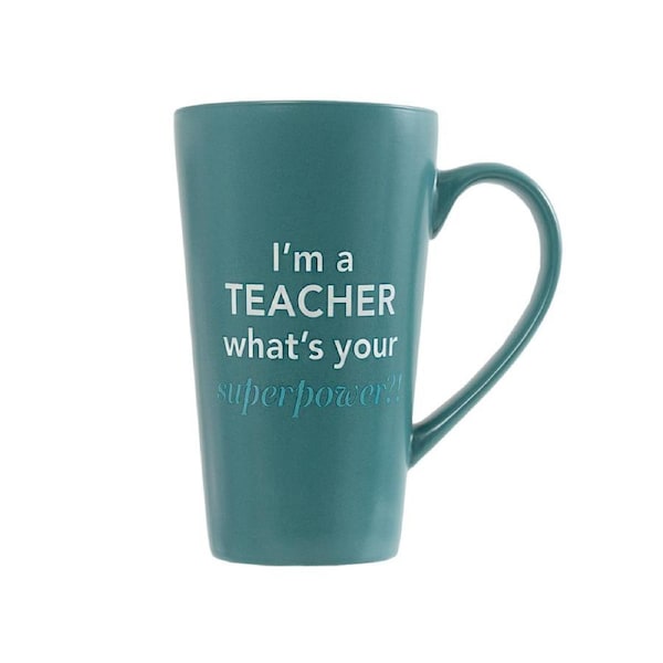 Splosh Teacher Superpower 500ml Ceramic Mug w/ Handle Coffee Drinkware Teal