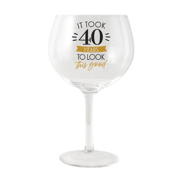 Splosh Sip Celebration 40th Balloon Glass Cocktail Drinkware 675ml CLR