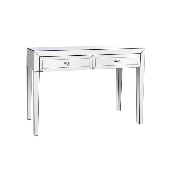 Hall Table MDF Silver Mirror Two Drawers Sparkling Handle