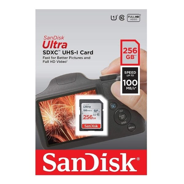 SanDisk Ultra 256GB SDXC 100MB/S Class 10 SD Camera Memory TF Card DSLR Full HD