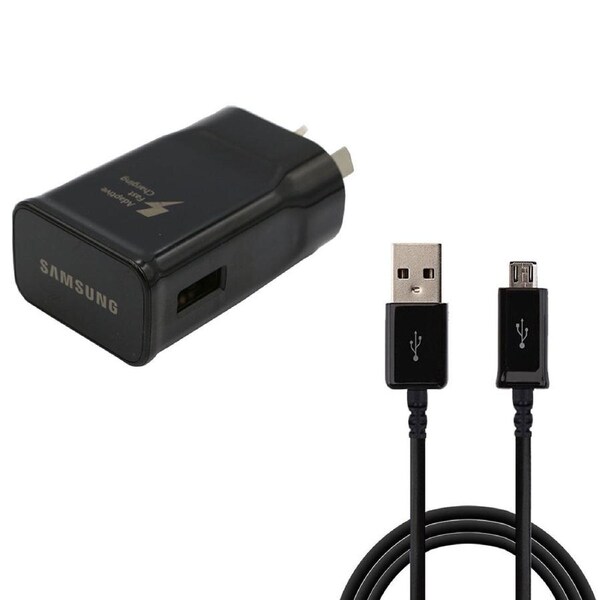 Genuine Samsung Fast Wall Charger Adapter & Micro USB Cable Cord Galaxy S6 S7
