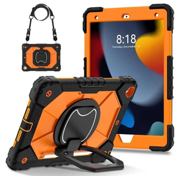 For iPad Air 11" 6th Gen (M2-2024) Case Kids Heavy Duty Shockproof Cover - Orange - Black