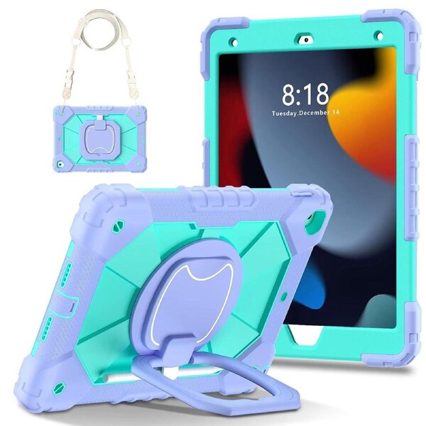 For iPad Air 11" 6th Gen (M2-2024) Case Kids Heavy Duty Shockproof Cover - Purple - Mint Green