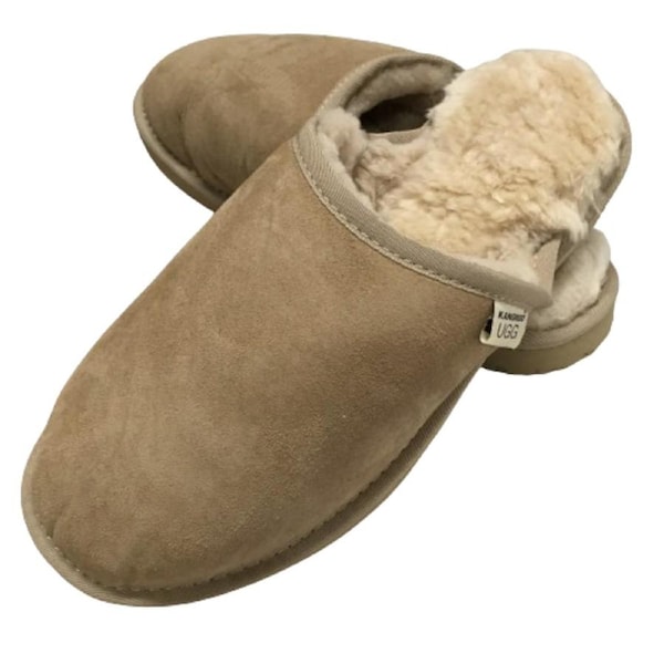 100% Australian Merino Sheepskin Scuffs Moccasins Slippers Winter Slip On UGG - Mens Sand / 6