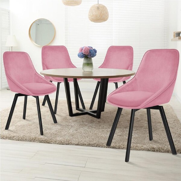 ALFORDSON 4x Dining Chairs Accent Kitchen Swivel Lounge Padded Seat Velvet Pink