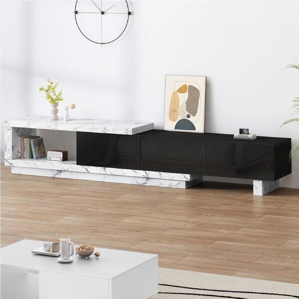 ALFORDSON 190-280cm Extendable Entertainment Unit TV Stand Cabinet Drawer Marble