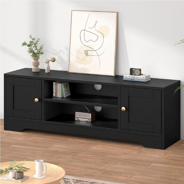 ALFORDSON TV Cabinet Entertainment Unit Stand Hamptons 120cm Storage Black
