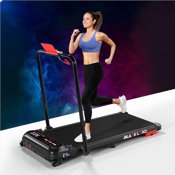 BLACK LORD Folding Treadmill Walking Pad Incline Shock Absorbers 390mm Black
