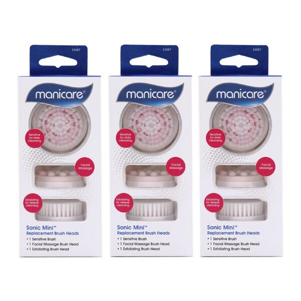 Manicare Sonic Mini Replacement Brush Heads 3pk - 3 pack bundle