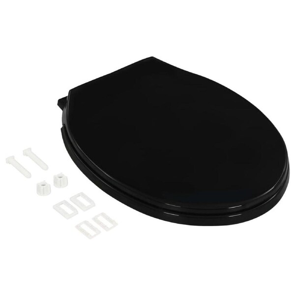 Soft-close Toilet Seat with Quick-release Design Black Standard Toilet 42.5x34cm