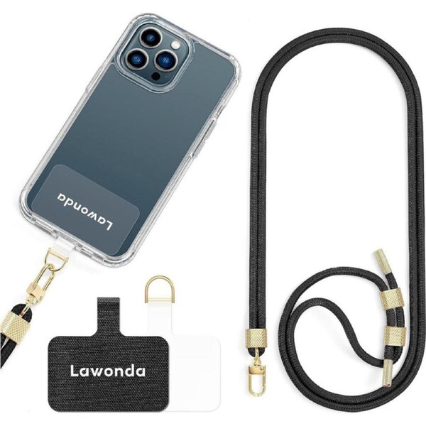 Lawonda Phone Lanyard Universal Crossbody Cell Phone Strap Anti-Theft Adjustable Neck Lanyard 2pcs Phone Patchs Tether Pads Midnight Black