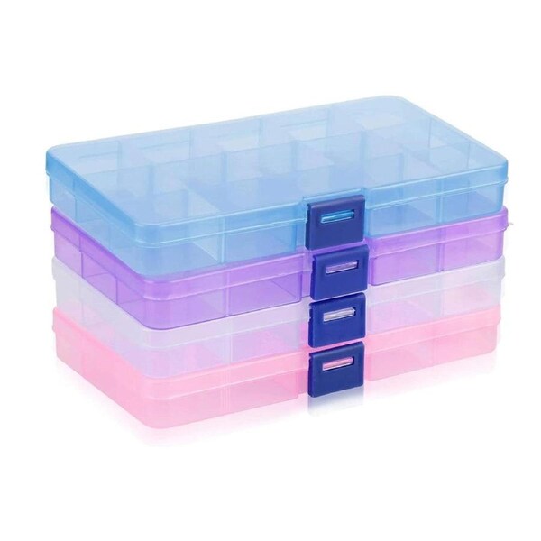 10pcs 15Compartments Plastic Box Case Bead Storage Organizer Jewelry Craft Box