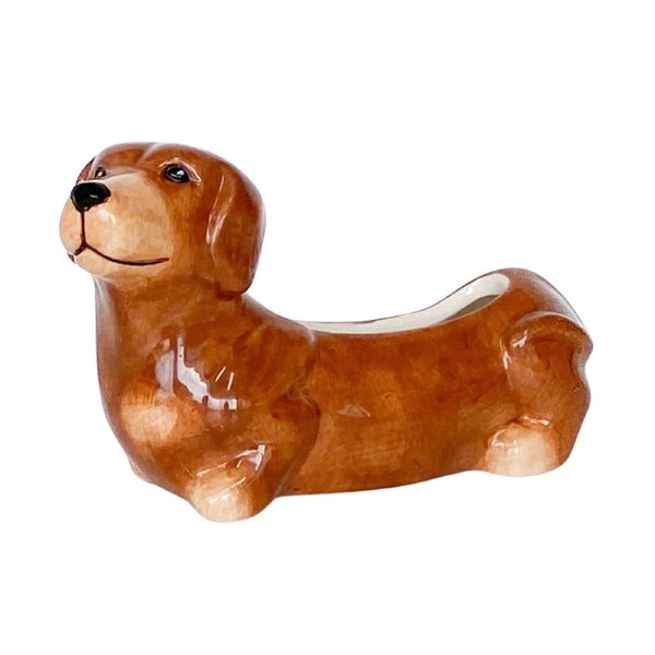 Urban Products Cute Dachshund Themed Planter Box Home Garden Decor Brown 20cm