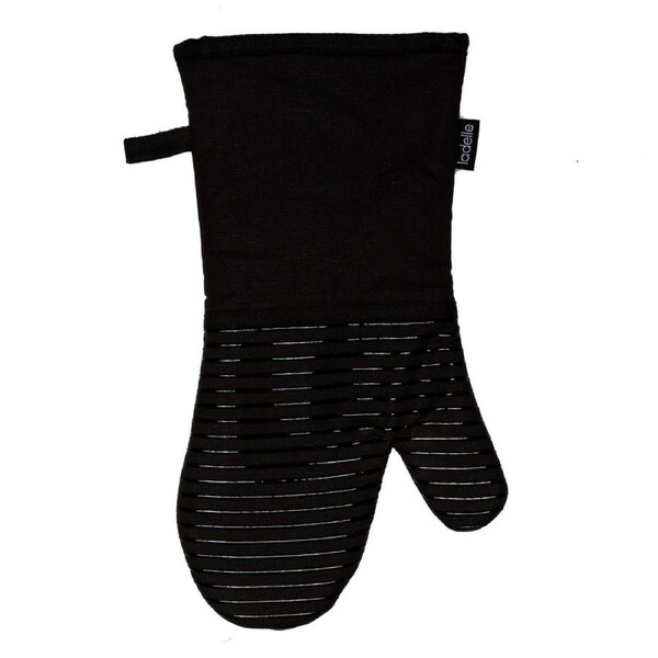 Ladelle Lennox Cotton/Poly/Silicone 18x36cm Oven Mitt/Glove Pot Holder Black