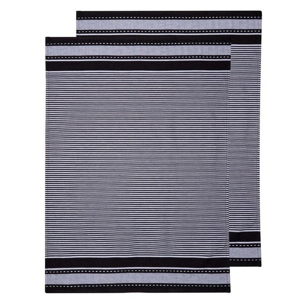 2PK Ladelle Lennox Jumbo Cotton 60x80cm Kitchen Towel/Dishcloth Rectangle Black