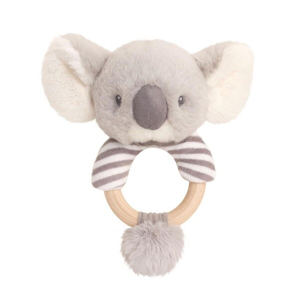 Keeleco Baby Koala RingRattle Plush Interactive Fun Play Hand Toy 14cm Grey 3+