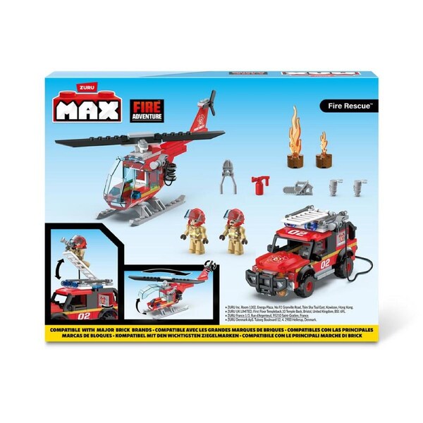 265pc ZURU Max Build Construction City Fire Rescue Kids Building Play Toy 6y+