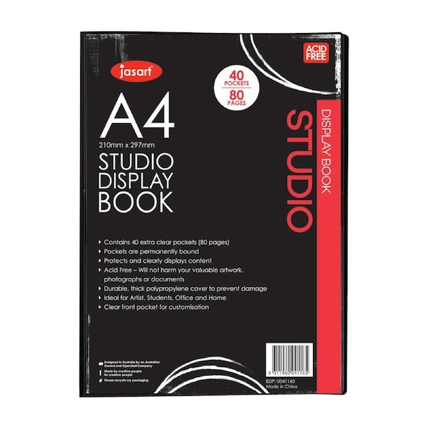 Jasart A4 Studio Display Book School Artworks Protector/Organiser 40 Pockets
