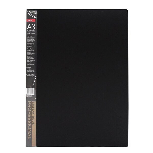 Jasart A3 Professional Display Book Xtra Wide Spine Art Protector 20 Pockets