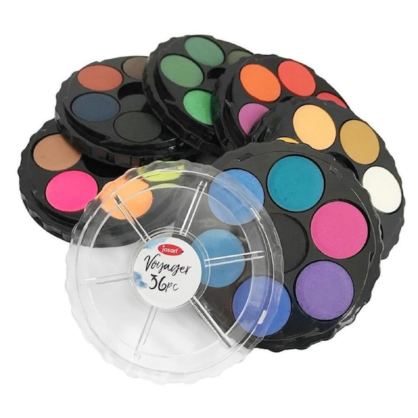 36pc Jasart Voyager Art/Craft Watercolour Discs Set Artwork Colour Blending