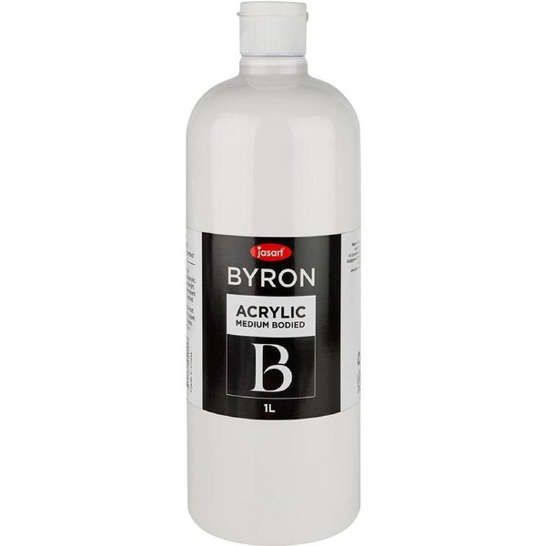 Jasart Byron 1L Acrylic Paint Bottle Medium-Bodied Art/Craft Painting White