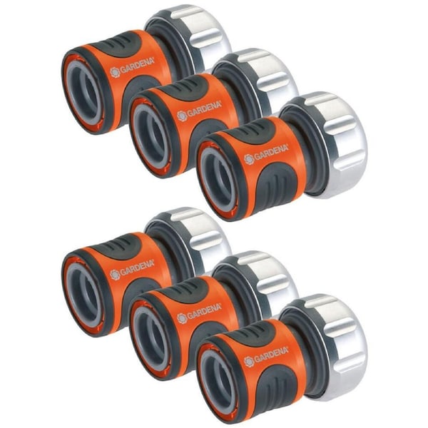 6x Gardena 19mm Premium Home/Garden Hose Connector Fitting Adapter Accessory