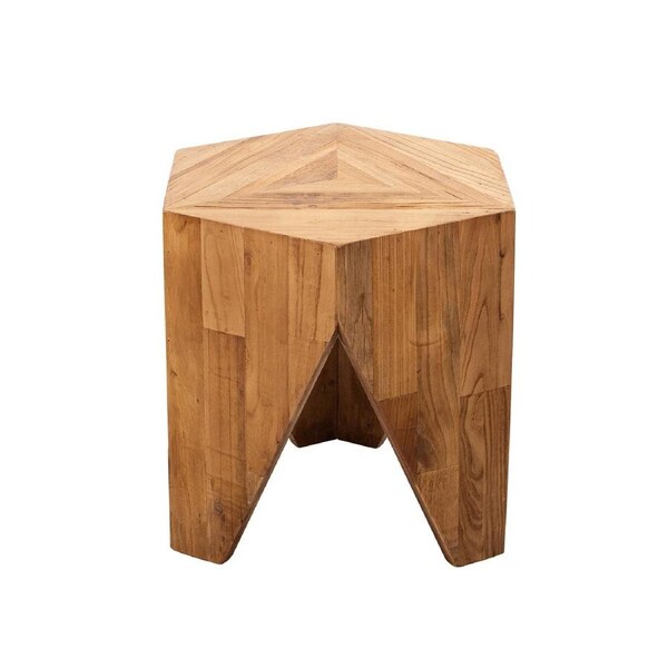 GoldLeaf Elm Side Table - Natural