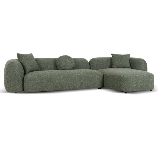 Justus 3 Seater Right Chaise Sofa - Amazon Green