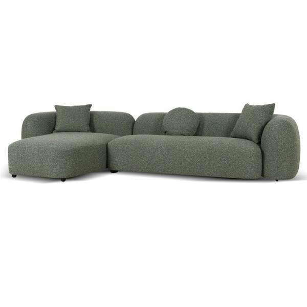 Justus 3 Seater Left Chaise Sofa - Amazon Green