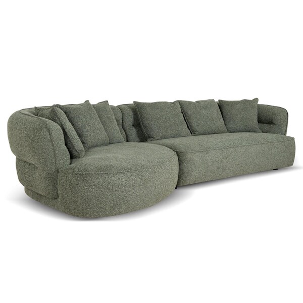 Rowe Left Chaise Sofa - Coral Dark Green