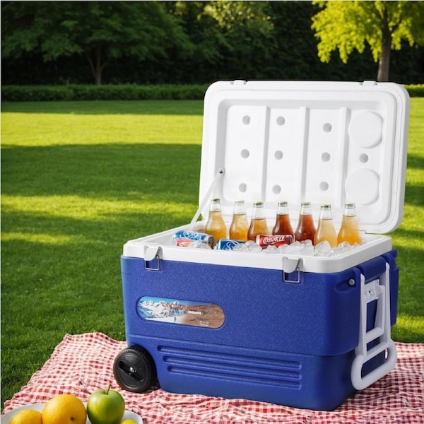 60L Glacio Portable Ice Cooler Box With Wheels Camping Fridge