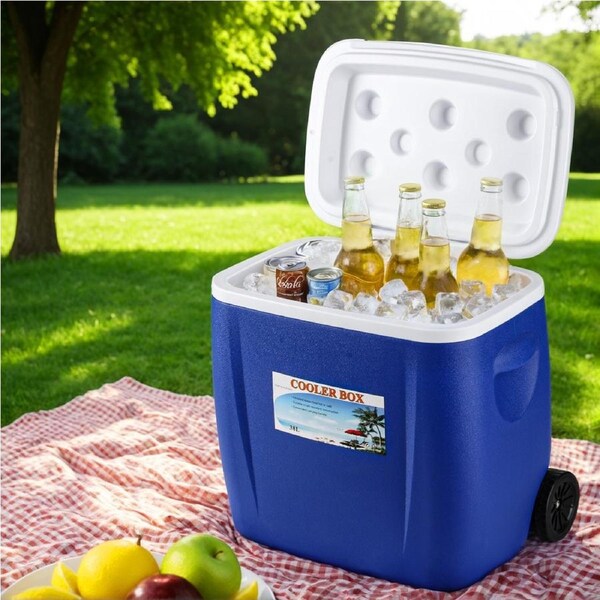 38L Glacio Portable Ice Cooler Box With Wheels Camping Fridge