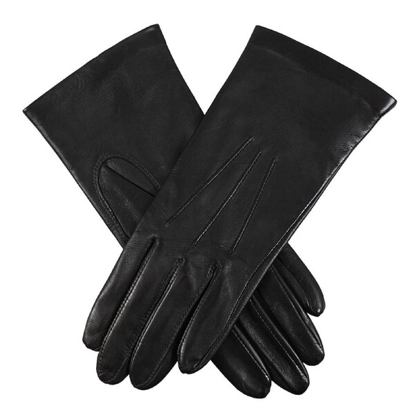 Dents Womens Elizabeth 3 Point Silk Lined Leather Gloves - Black 7.5