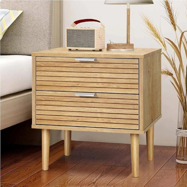 ALFORDSON Bedside Table Nightstand Slatted Drawers Oak