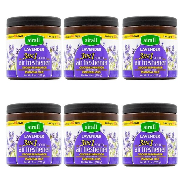 6PK Airall 3in1 Air Freshener Odour Infused w/ Essential Oils Lavender