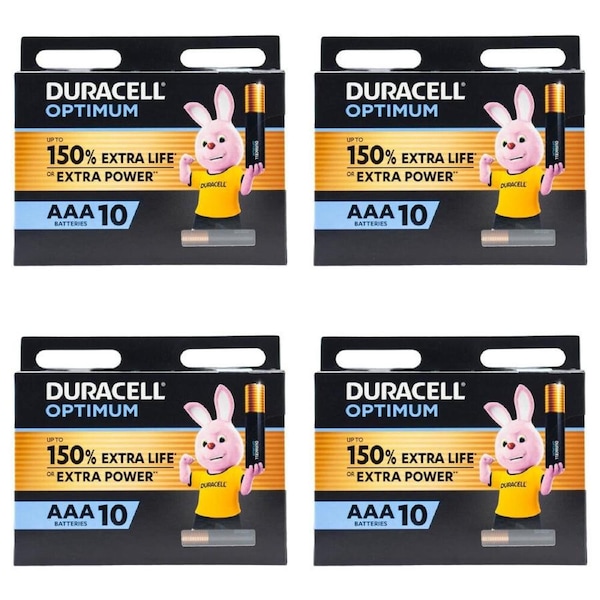 40pc Duracell Optimum Durable Extra Power Long Lasting AAA Batteries Black